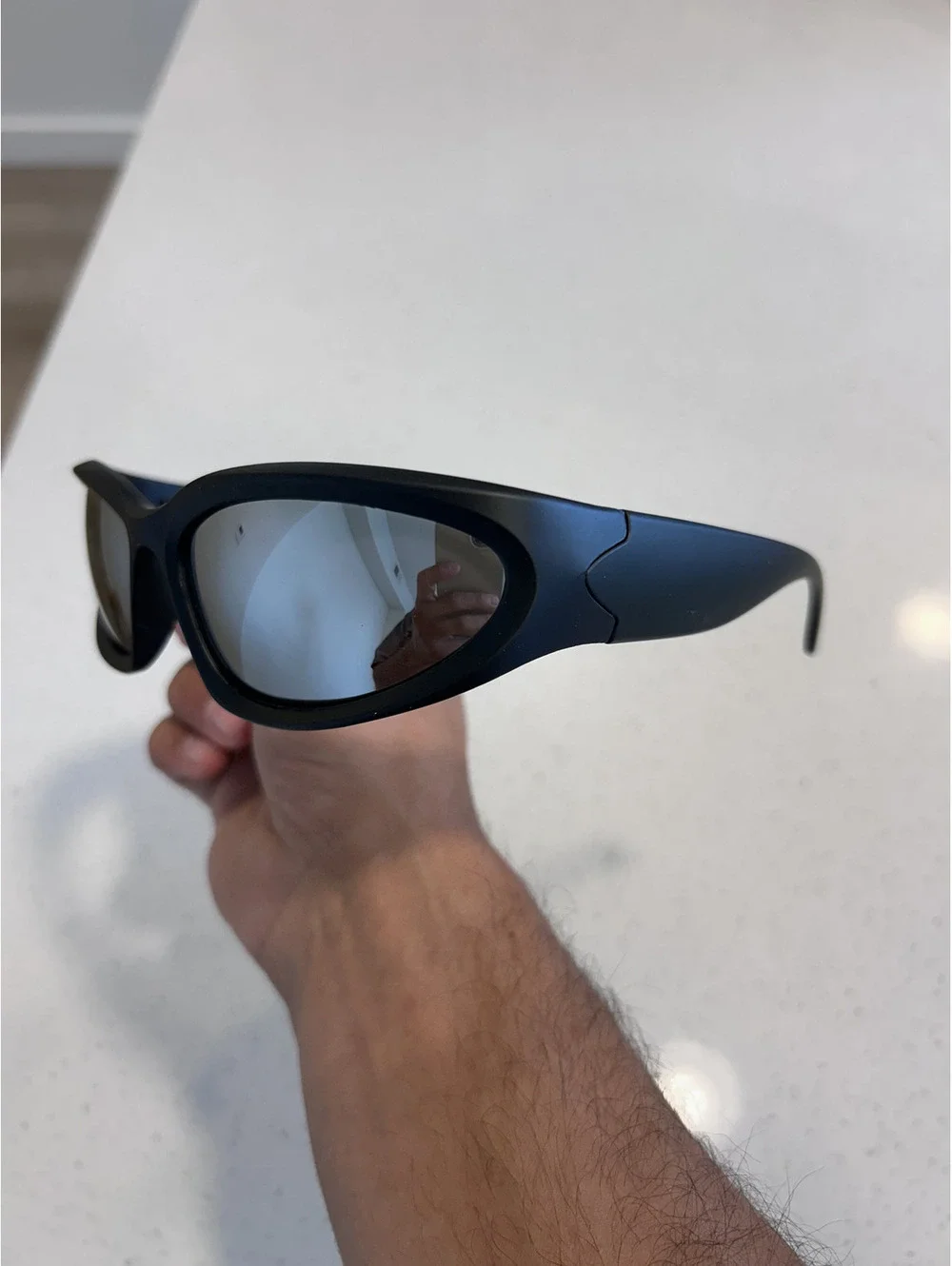 Black Wrap Sunglasses with Mirrored Lenses